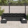 Garden Sofa Set with Storage 7 Pcs Black Poly Rattan
