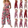 Women's Casual Jumpsuit Valentine's Day Heart Printed Cotton Jumpsuit