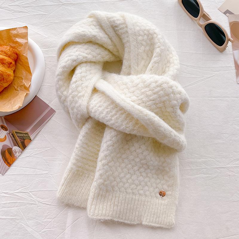 Knitted scarf with wool thread for women's autumn and winter gray thickened long male student couple scarf shawl