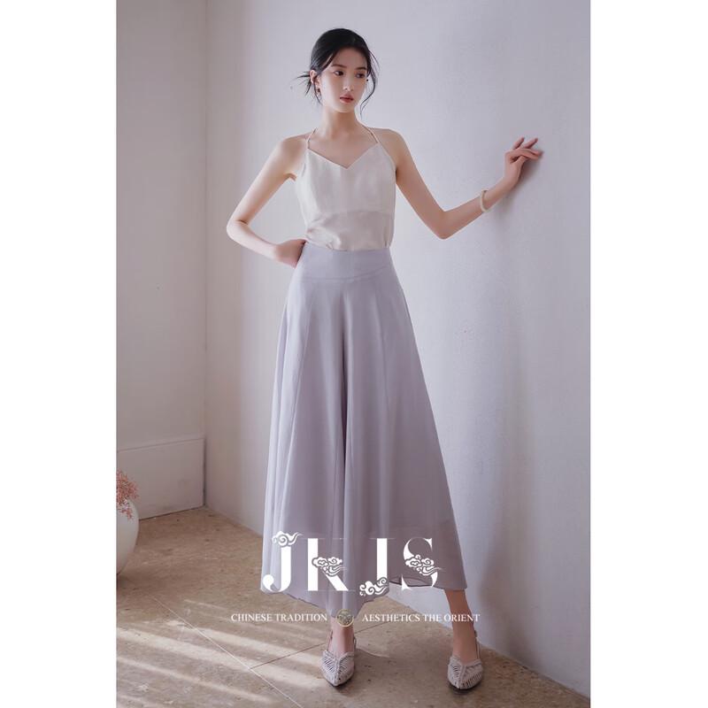 JK&JS Women's High-Waist Draped Wide-Leg Pants