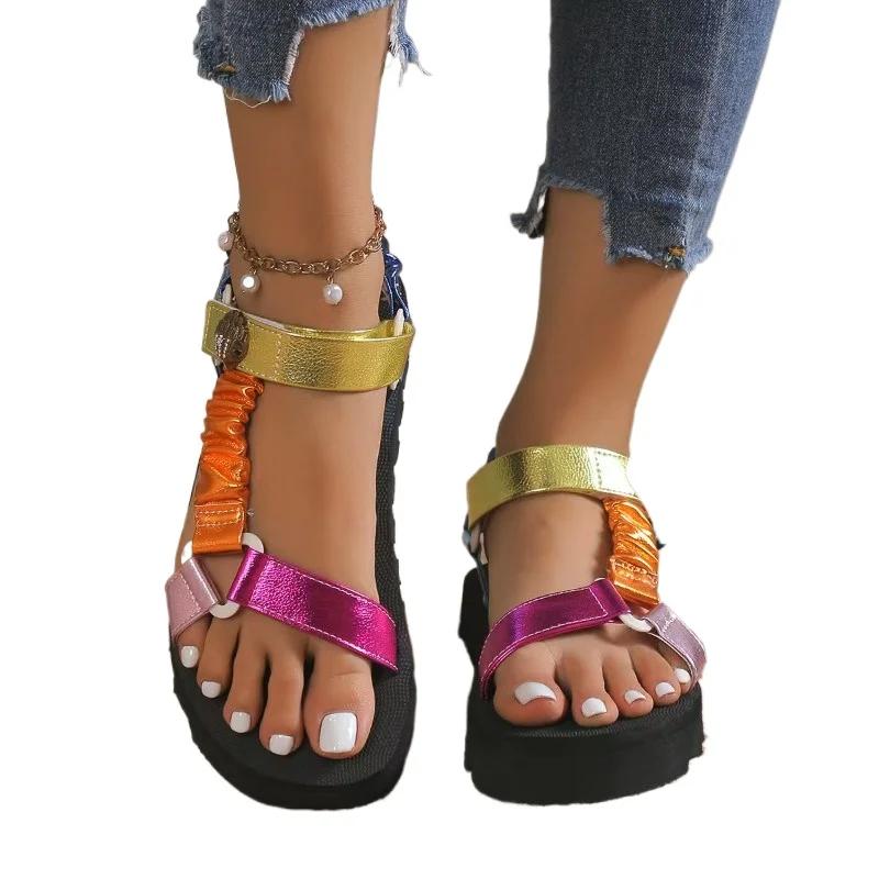 Fashion 2025 New Summer Outdoor Beach Casual Sandals Fashion Women Sandals Color Flat Casual Light Shoes for Ladies Zapatillas Mujer
