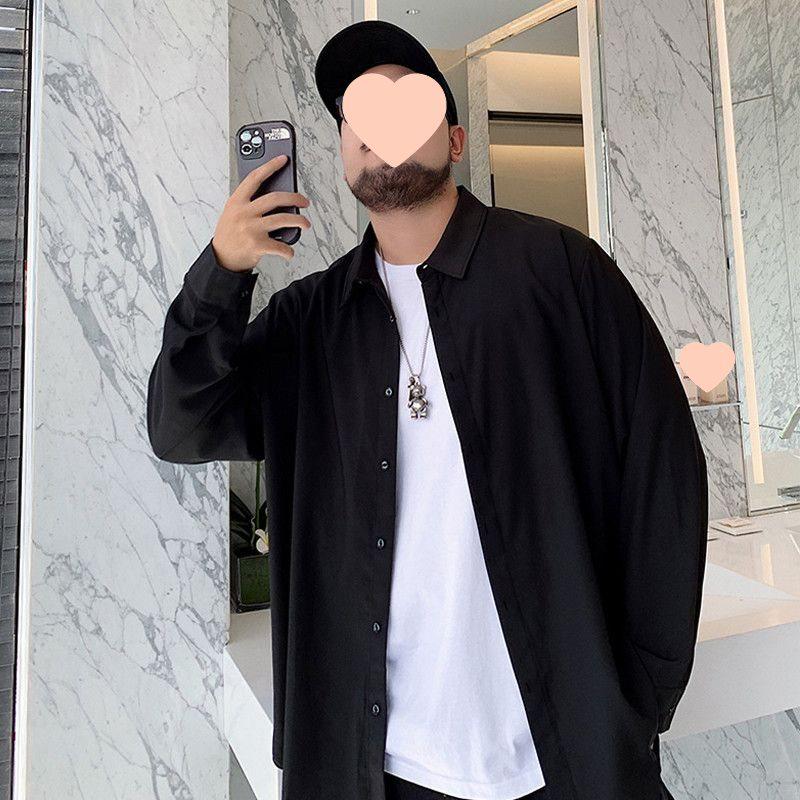 

Plus Size Men s Solid Stretch Shirt - Extra Large, Loose Fit, Long Sleeve for Autumn 7XL (180-185cm)