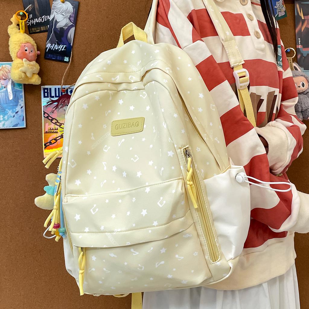 Student Schoolbag Girl Junior High School Large Capacity Cute Graffiti Star Backpack Ins Wind Student High School Backpack