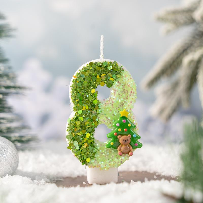 Christmas Tree Holiday Number Candle Innovation 0-9 Handmade Diy Decoration Crafts