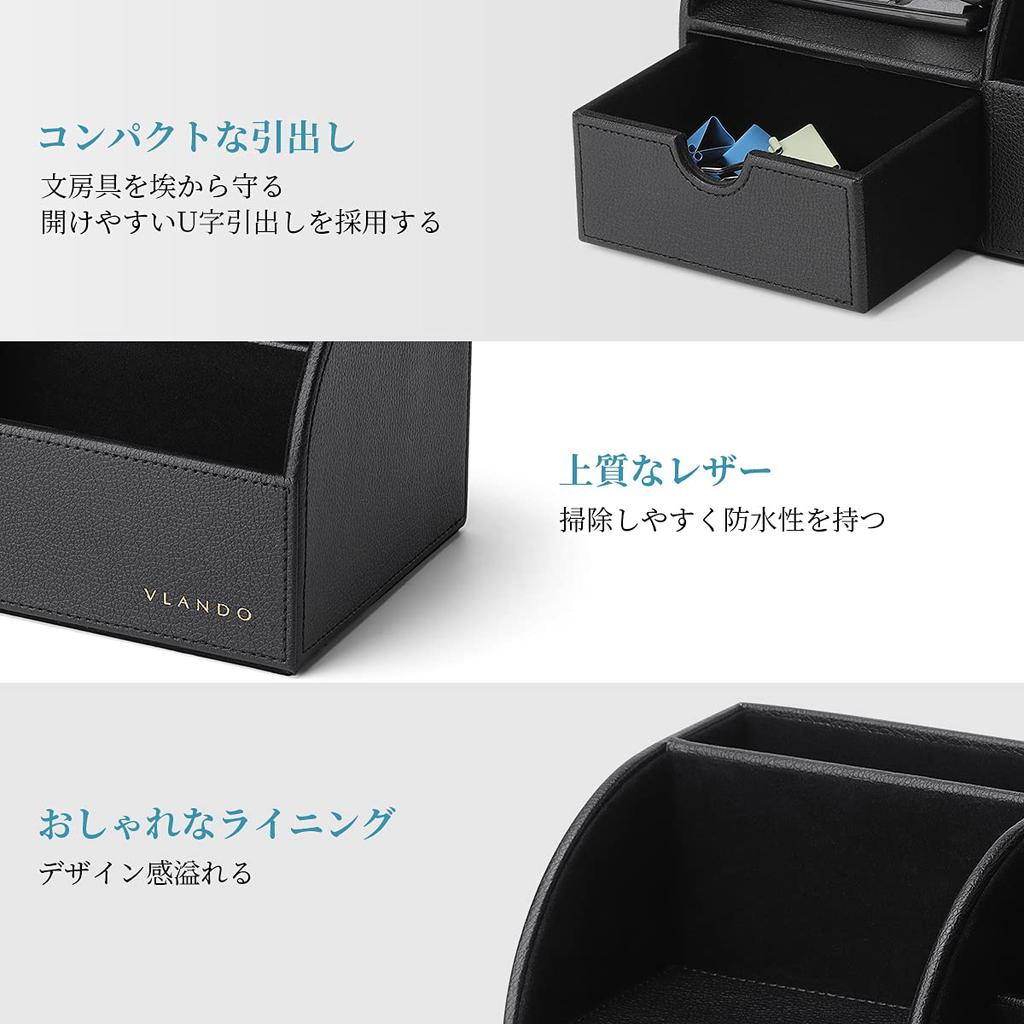 Vlando Desk Organizer Tabletop Storage Pen Holder Remote Control Rack Pen Holder Accessory Case (Black)