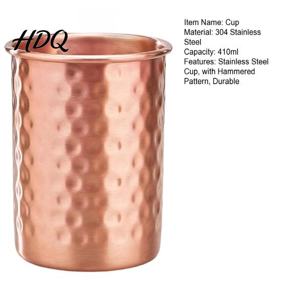 Eco-friendly Reusable Cup Hammered Stainless Steel Cup with Stable Base Durable Drinking