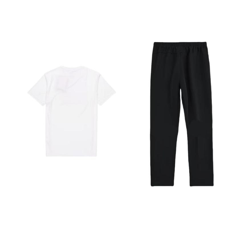 Li Ning Logo Versatile Short Sleeve Comfortable Long Pants Casual Sports Set Men Sets ATSS463-2+AYKT413-1
