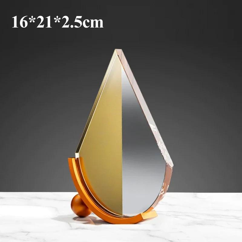 

Customized Competition Water Drops Love Volunteer Awards Crystal Trophy Enterprise Excellent Employee Home Decor Honor Medal 1PC 15.9X21.3X2.5CM
