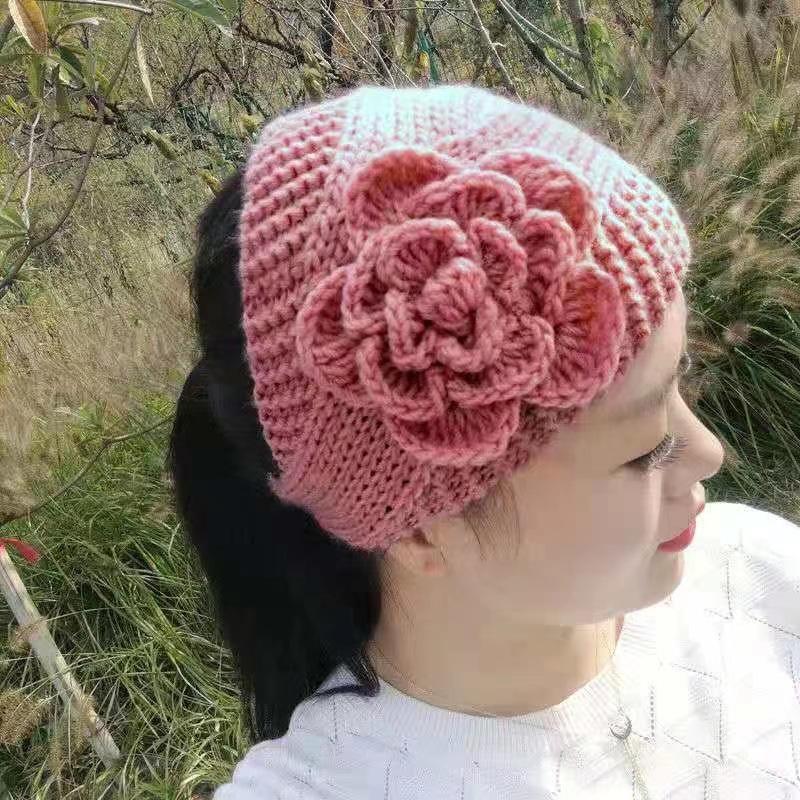 Hair band Women's trendy versatile wide hair band hat Autumn and winter handmade knitted wool Ear protection Warm wide edge hair accessories Head wear
