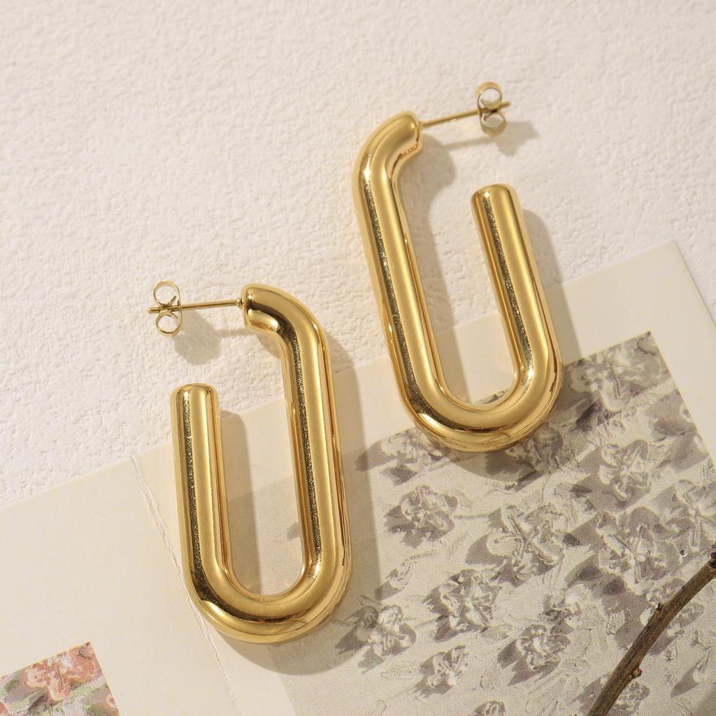 LNCHRAN 304 Stainless Steel U-Shaped Earrings for Women