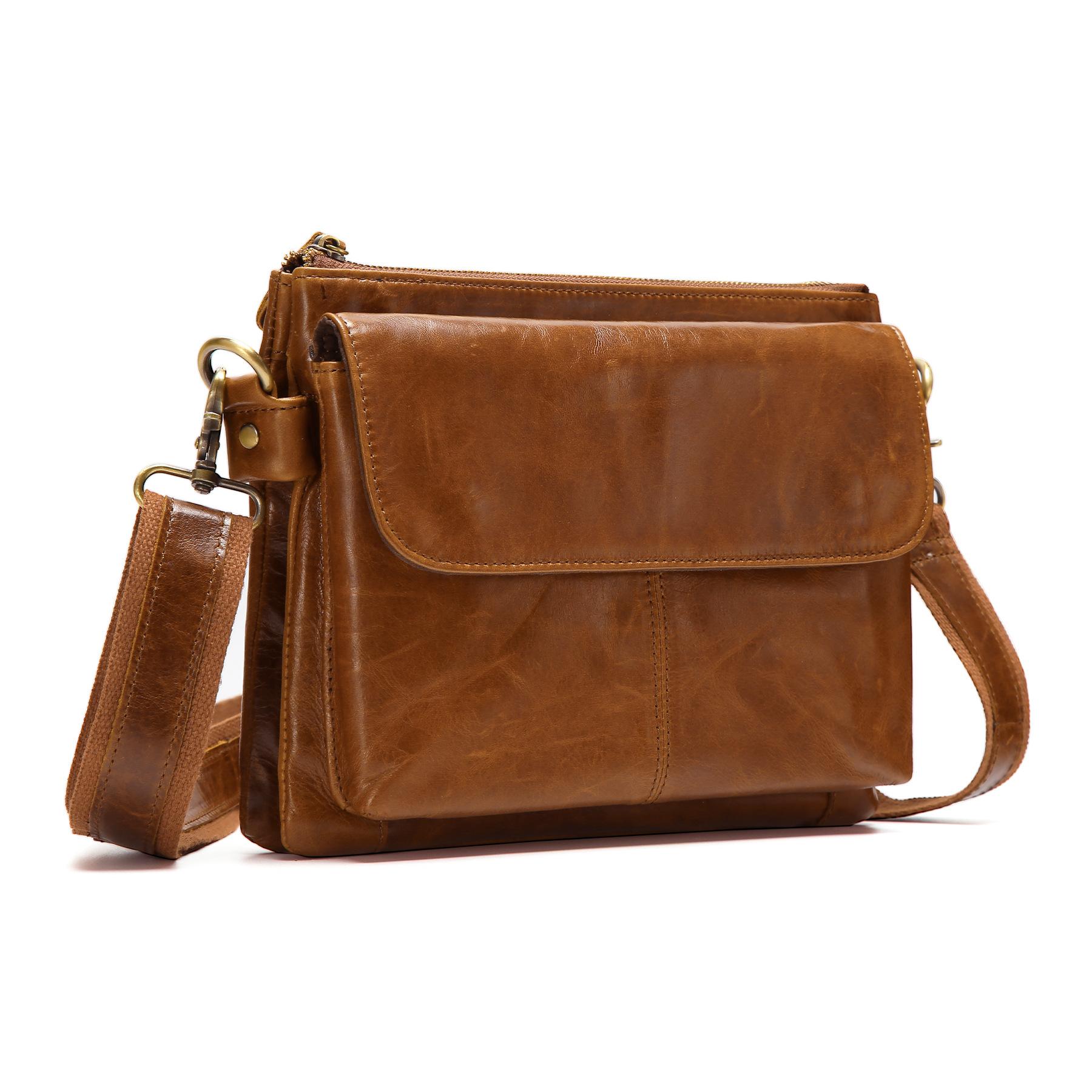 

Men S Messenger Bag Oil Wax Leather Leather Shoulder Bag Outdoor Leisure Men S Bag Commuter Bag