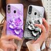Blooming Blue Flowers For Samsung A73 72 71 A70 56 55 54 A53 52 51 50 42 A35 A34 33 32 31 26 25 24 23 22 30 Glass Phone Case