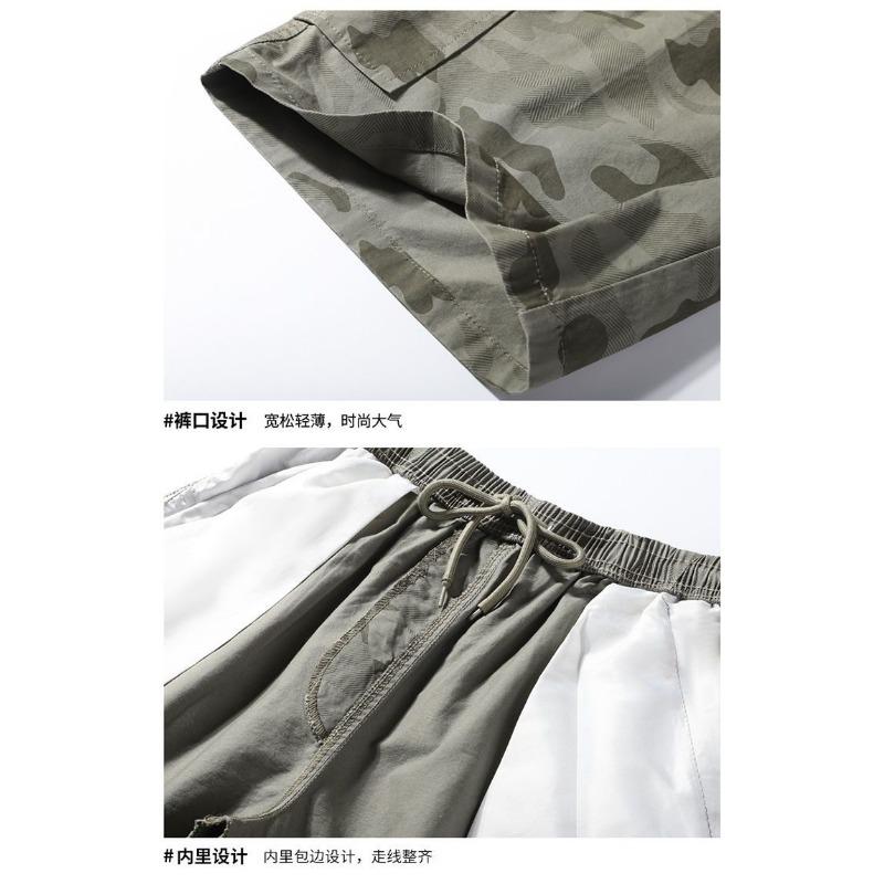 Men's Camouflage Cargo Shorts Drawstring Waist Multi Pocket Lightweight Casual Outdoor