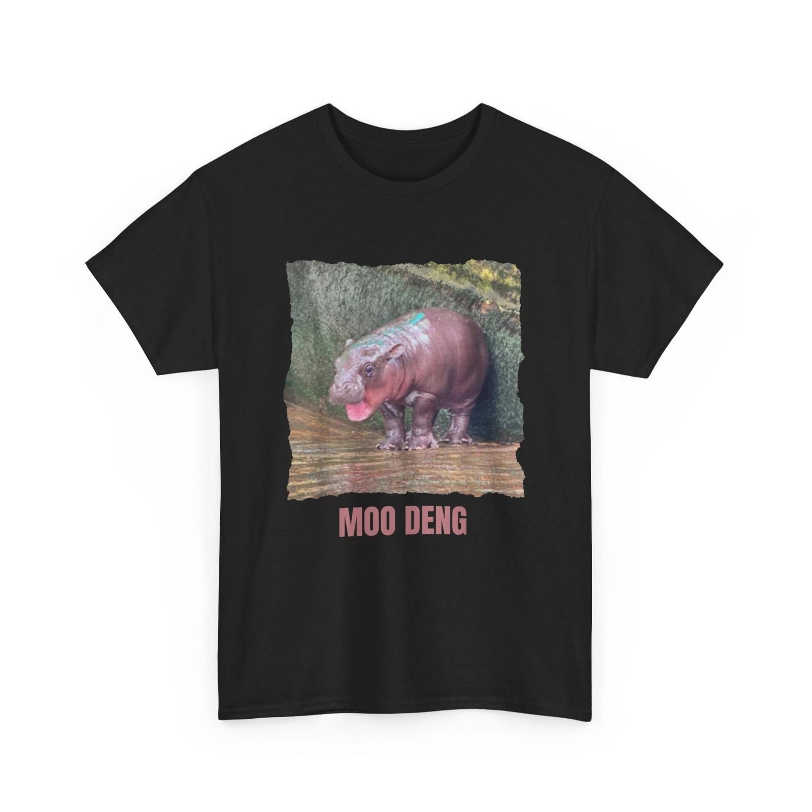 Moo Deng shirt, baby pygmy hippo Moo Deng funny T-Shirt 2XL