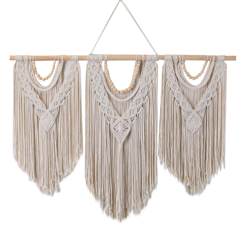 Europäische Böhmische Gewebte Baumwollseil Wandteppich mit Quasten – DIY Heim Wandbehang Dekoration.