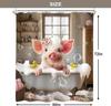 Funny Pig Shower Curtain Farmhouse Rustic Farm Animal In Bathtub Cute Western Country Shower Curtain Bathroom Set Pink Floral