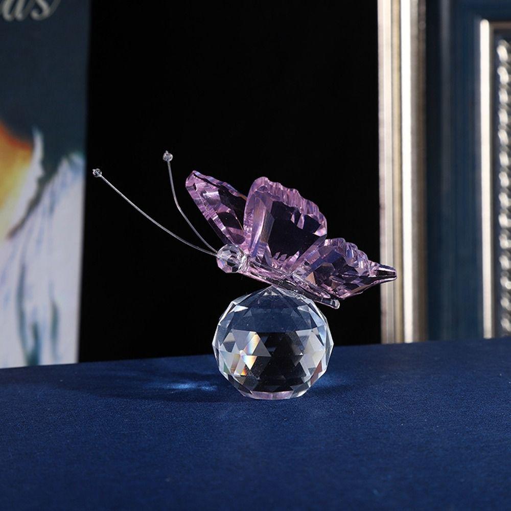 Vivid Crystal Butterfly Cute Crystal  Crafts Simple Miniature Figurines  Home Decoration