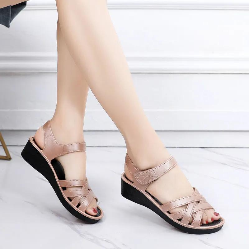Sandalias Women Fashion Hollow Out Spring & Summer Anti Skid Flat Sandals Lady Casual Black Comfort Office Career Shoes Ab534