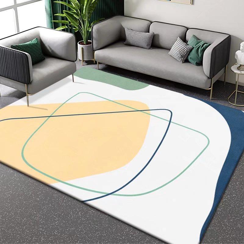 Modern Geometric Abstract Area Rug with Multicolor Shapes Lines Pattern Carpet for Living Room Contemporary Home Decor