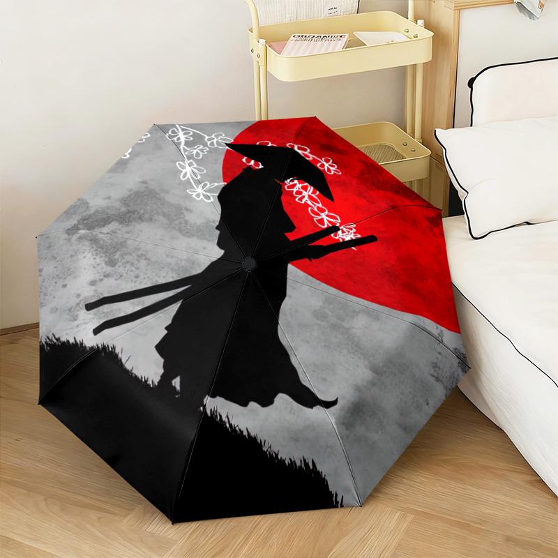 1PC Samurai  Automatic Umbrella - Suitable Travel Outdoor Portable Umbrella Birthday Gift Daily Essentials