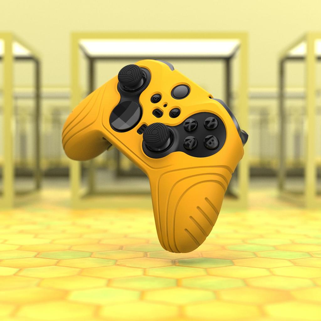 PlayVital Protective Cover for Xbox Elite Wireless Controller Series 2 Core, Includes Soft Rubber Skin and Thumbstick Cap Covers (Yellow)