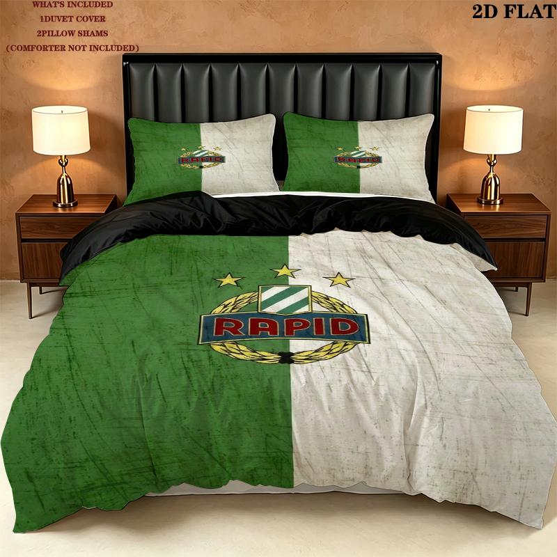 Sk Rapid Wien Pattern Bedding Uilt Set Uilt Cover Pillowcase Home Decoration Birthday Gift (1 * Duvet Cover + 2 * Pillowcase Without Core)