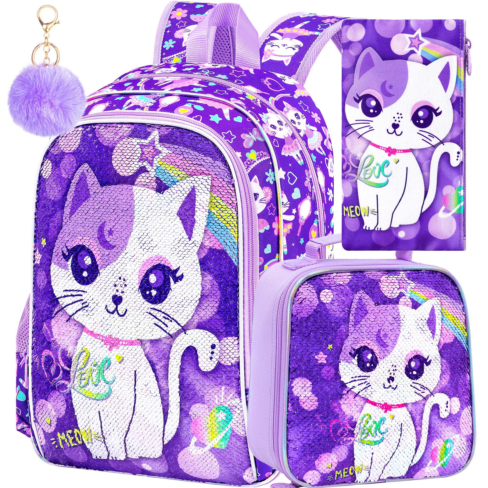3PCS Cat Backpack for Girls, 16
