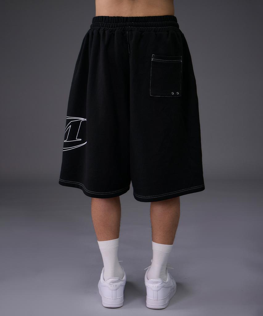 Mihag Stroke Logo Stitch Bermuda Shorts (Black)
