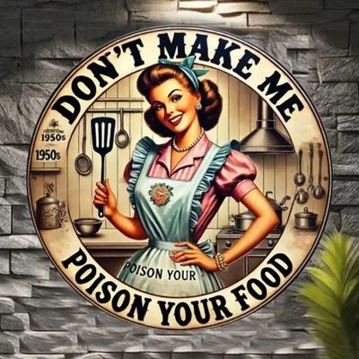 Metal Tin Sign Kitchen Wall Art Funny Warning Plaque Home Decor Vintage