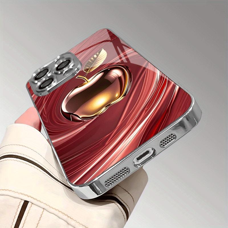 Stylish Swirl For Apple Pattern Glass Electroplated Phone Case For iPhone 17 16 Pro Max 15 14 Plus 13 12 11 Pro 16E 17 Air Cover