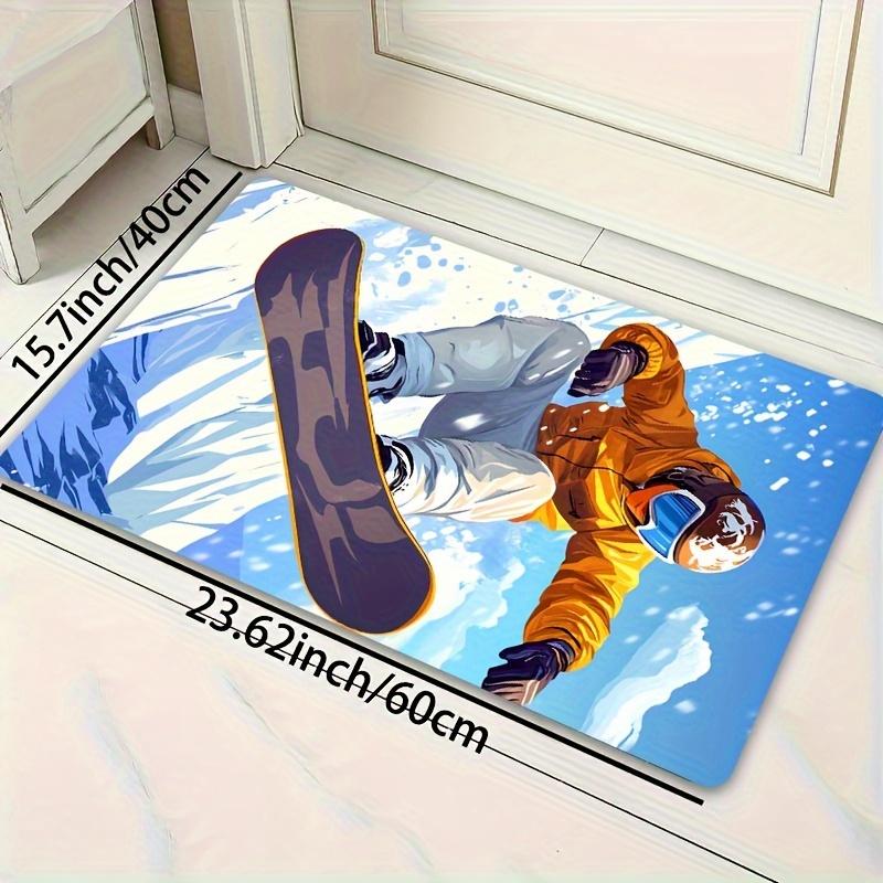 Versatile 8mm Thick Skiing & Sports-Themed Carpet - Machine Washable, Polyester with PVC Backing for Living Room, Bedroom, Kitch