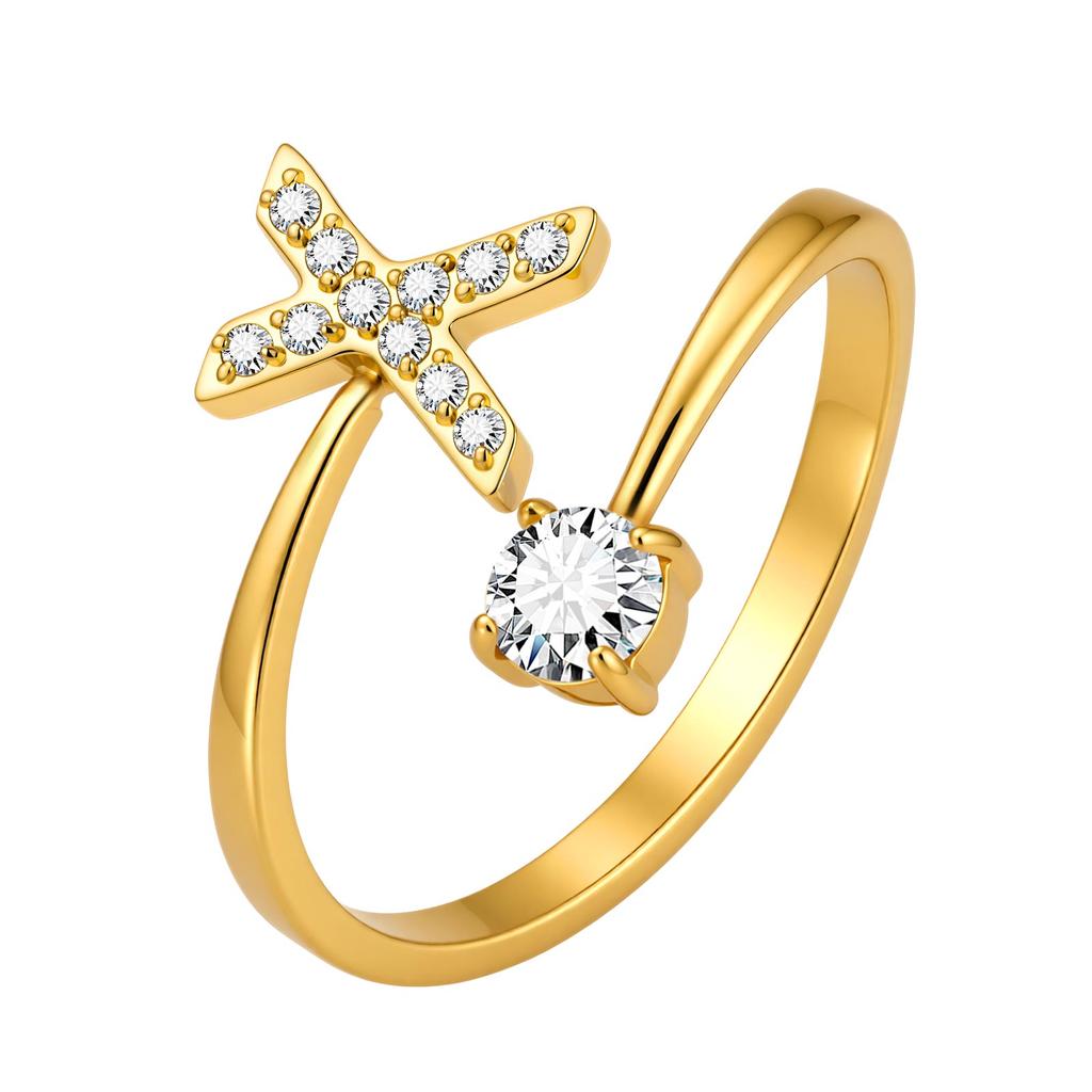 Chic Zircon Initial A-Z Letter Rings for Women Girls Adjustable Opening Ring Name Alphabet Female Wedding Fashion Jewelry Gift