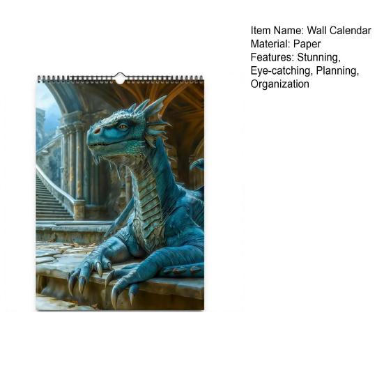 Yousheng 2026 Dragon Wall Calendar Jan. 2026 - Dec. 2026 12-Month Planner with Fantasy Illustrations for Home Office