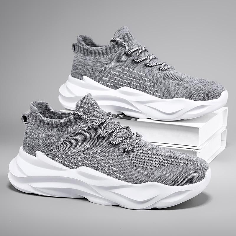 2025 Summer New Flying Woven Shoes Men's Deodorant Mesh Breathable Sports Shoes Soft Sole Lightweight Casual Shoes