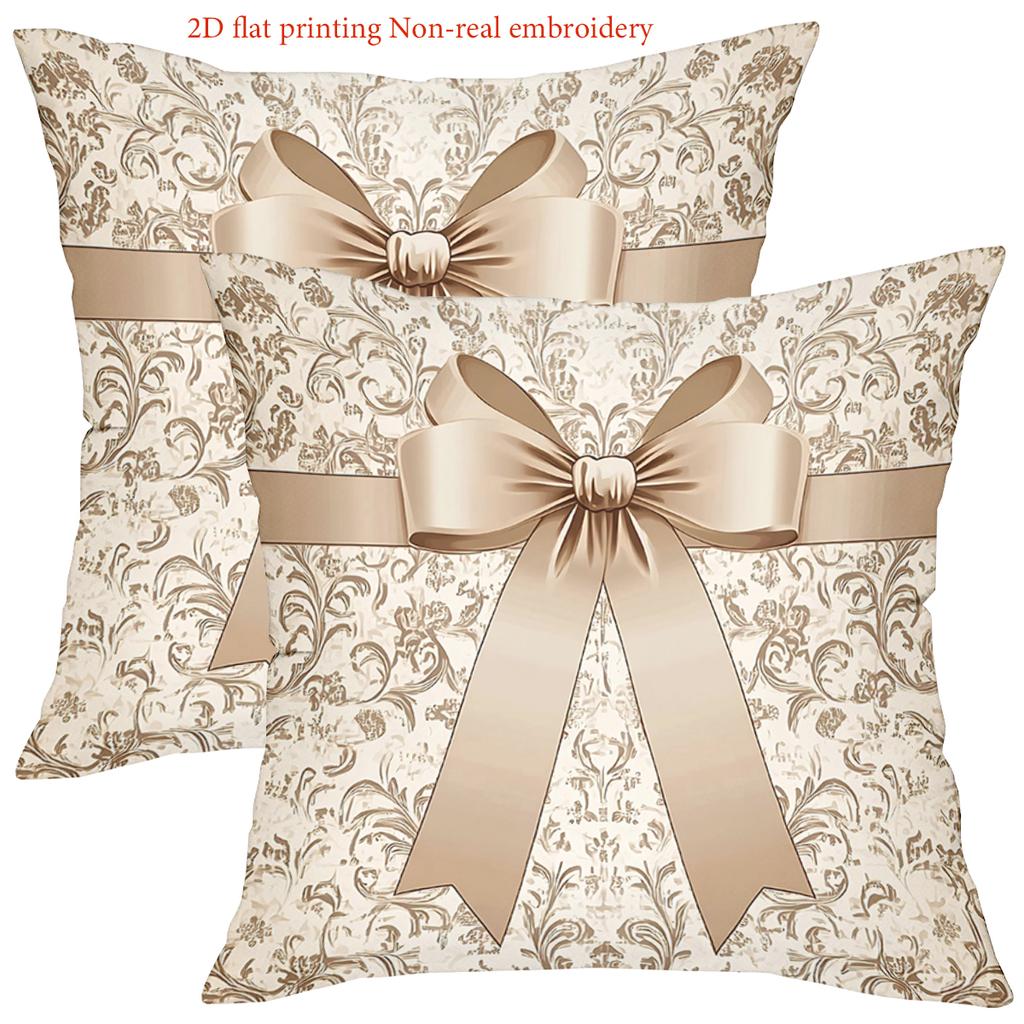 1 Pieces Elegant Patterned Pillows with Ribbon Bow Decor Polyester pillowcase, sofa decorative cushion cov Headboard Pillow