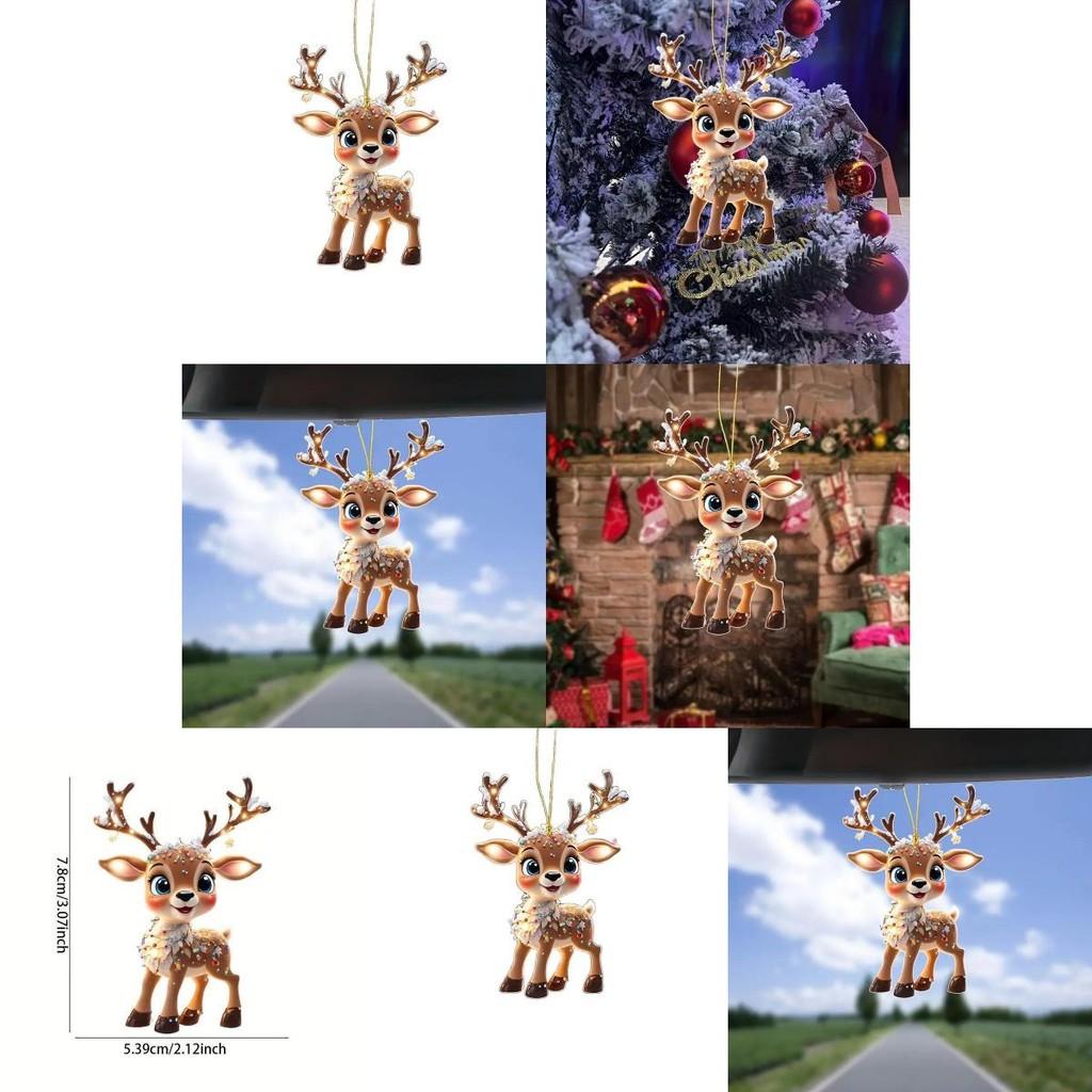 Christmas Reindeer Car Mirror Pendant With Acrylic Material For Home Decor