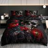Gothic Skull Floral Duvet Cover Set 1 Duvet Cover+2 Pillowcase Soft Breathable Hd Printing Bedding Set For Home Dorm Decor