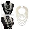 Pearls Shoulder Jewelry Multi-layer Chain Collar Necklace for Music Festival