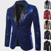 Gold Sequin Performance Suit for Men - 2024 European & American Style, Large Size, Perfect for Nightclub, Host, or Emcee Events