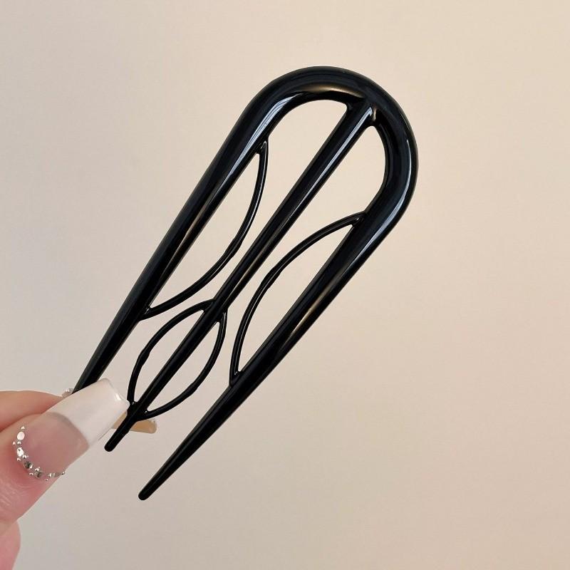 U-Shaped Fixed Hairpin with High-End Alloy Comb for Women's Updos - Ancient Style Four-Tooth Insert