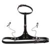 Leather Nipple Clamps Chain Black Wearable Bra BDSM Lingerie Adult Couples Flirting Toy