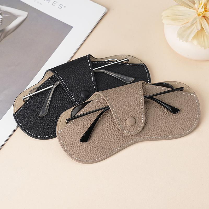 Literary young women's glasses bag head layer leather sunglasses dust storage box soft leather sunglasses protective cover