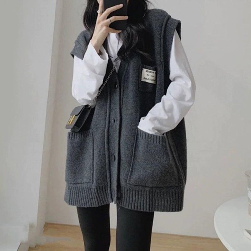 Knitted Cardigan Vest Women's Autumn and Winter Stacked Sweater Outer Wear Vest Jacket