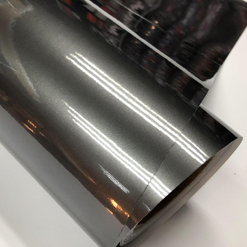 Gloss Metallic Gunmetal Vinyl Wrap Candy Glossy Grey Car Film Sticker With Air Bubble Auto Motorcycle Wrapping Covering Foil