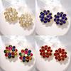 French Floral Crystal Drop Earrings With Double Layer Waterfall Design For Women