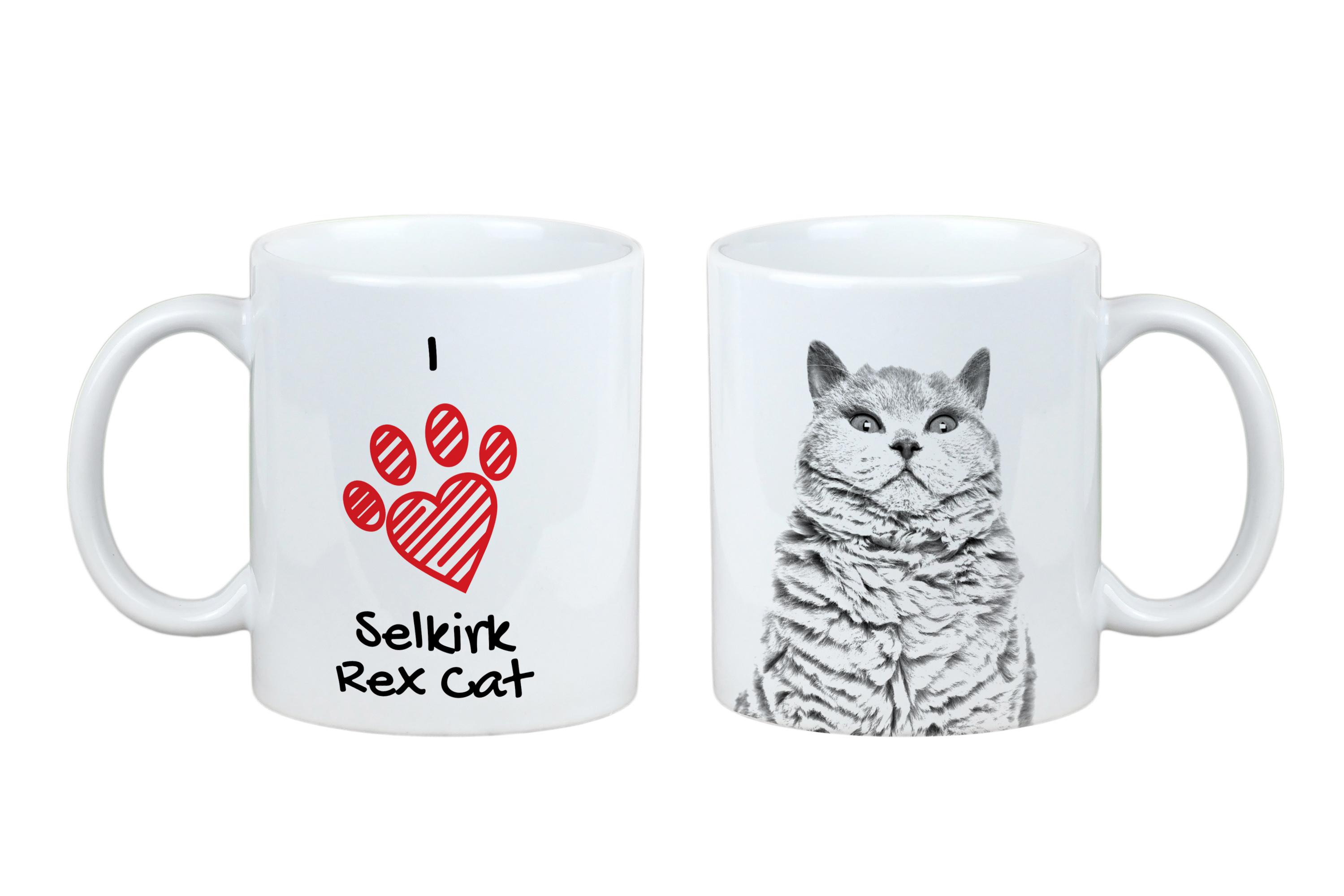 

Selkirk Rex - cup with a cat, cute cup with graphics, a gift with your photo from the Art-Dog brand білий