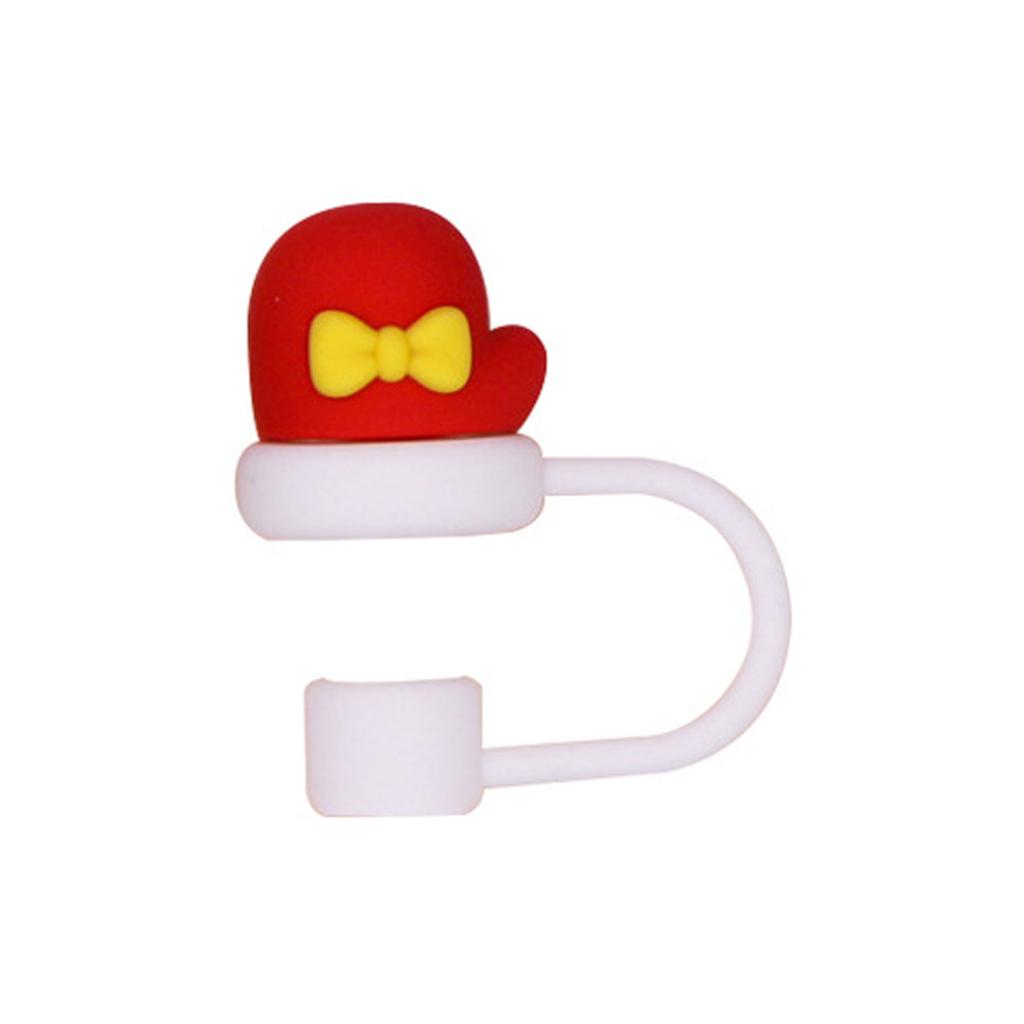 Christmas Straw Covers Cap Cartoon Silicone Drinking Straw Plug Tips Reusable Dust-proof Cup Cap Home Party Decoration