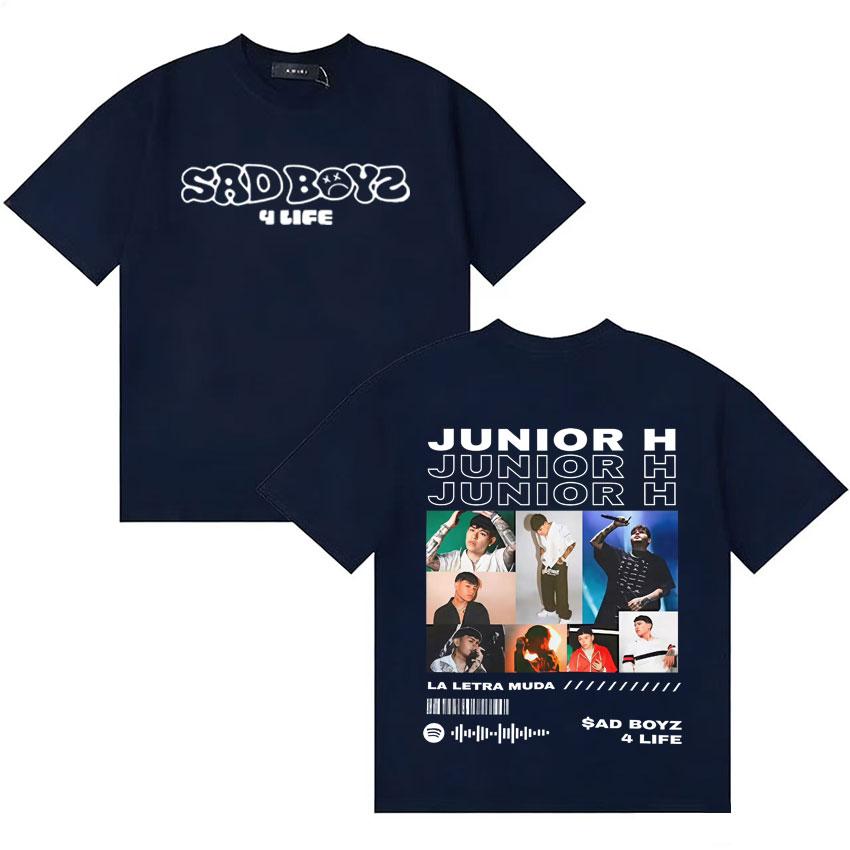 Streetwear Rapper Junior H Sad Boyz 4 Live T Shirt Unisexs Womens Short Sleeve Casual Double Sided Print No Me Importa Nada Y2K Tee