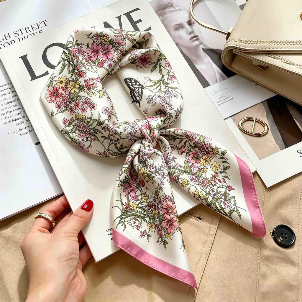 Women's spring and autumn silk scarf temperament versatile thin Internet celebrity Korean version light luxury fashion scarf high-end design small squ