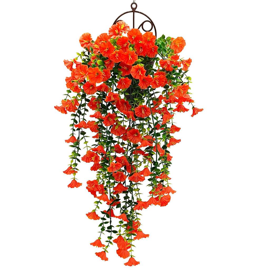 69-Mesh Eucalyptus Flower & Trumpet Hanging Basket for Outdoor Garden Decor